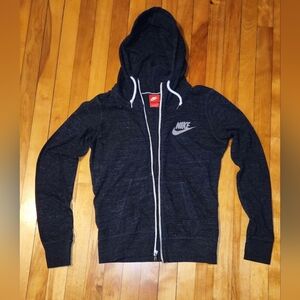 Nike Dark Heather Gray Zip-Up Hoodie with White Accents